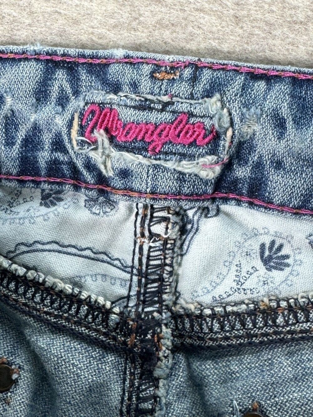 Wrangler Vintage Pink Label Bootcut Jeans Women 7/8x32 Med Wash 100% Cotton Y2K - Picture 7 of 12